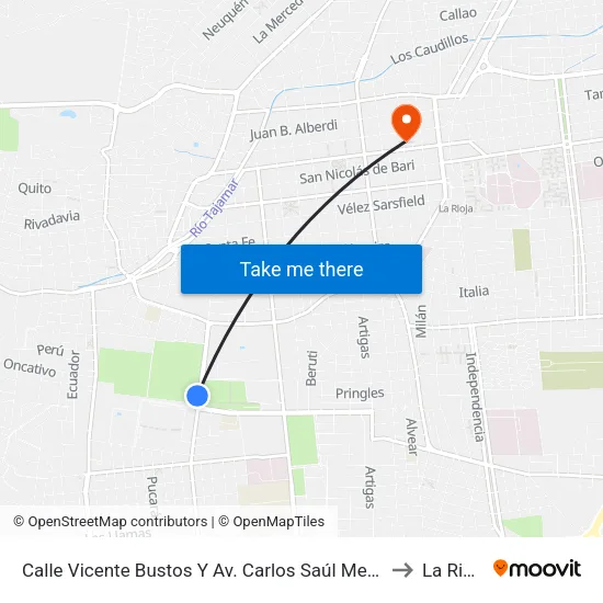 Calle Vicente Bustos Y Av. Carlos Saúl Menem to La Rioja map
