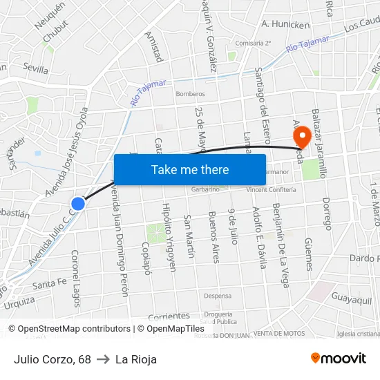 Julio Corzo, 68 to La Rioja map