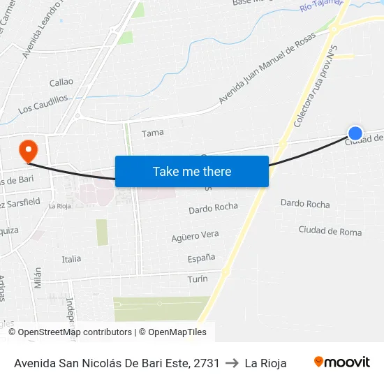 Avenida San Nicolás De Bari Este, 2731 to La Rioja map