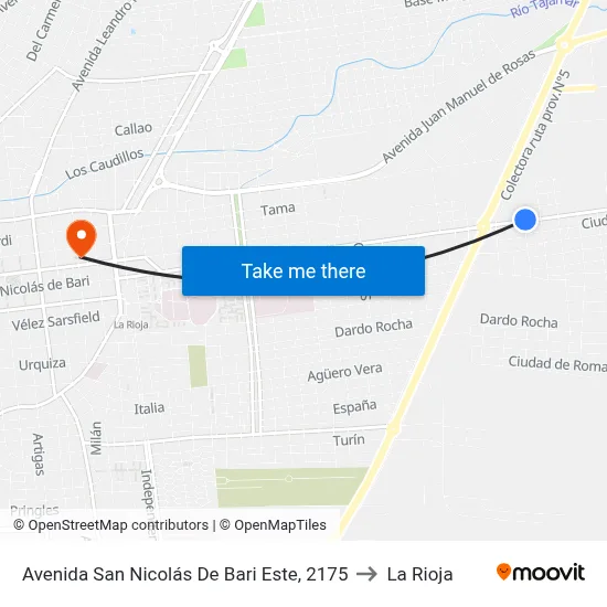 Avenida San Nicolás De Bari Este, 2175 to La Rioja map
