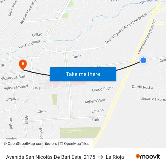Avenida San Nicolás De Bari Este, 2175 to La Rioja map