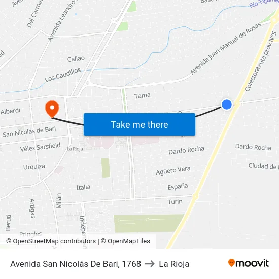 Avenida San Nicolás De Bari, 1768 to La Rioja map
