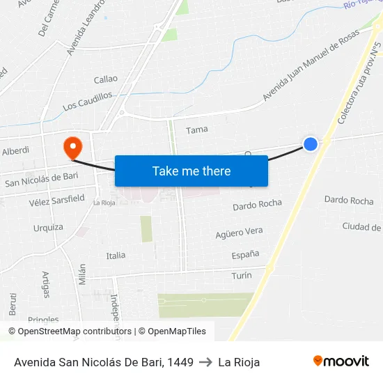 Avenida San Nicolás De Bari, 1449 to La Rioja map
