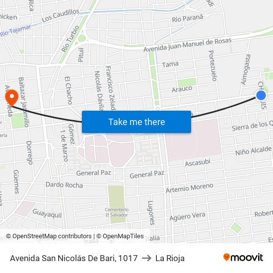Avenida San Nicolás De Bari, 1017 to La Rioja map
