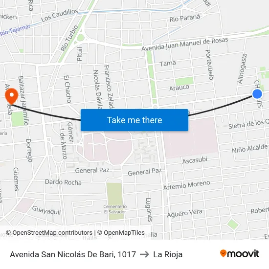 Avenida San Nicolás De Bari, 1017 to La Rioja map