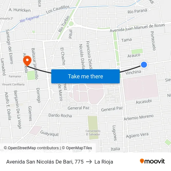 Avenida San Nicolás De Bari, 775 to La Rioja map
