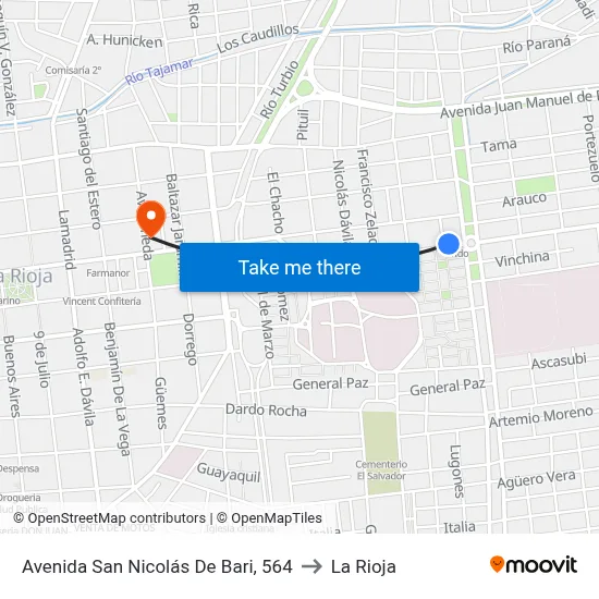 Avenida San Nicolás De Bari, 564 to La Rioja map