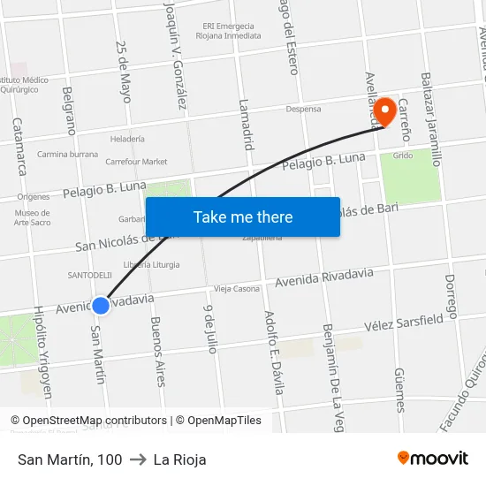 San Martín, 100 to La Rioja map