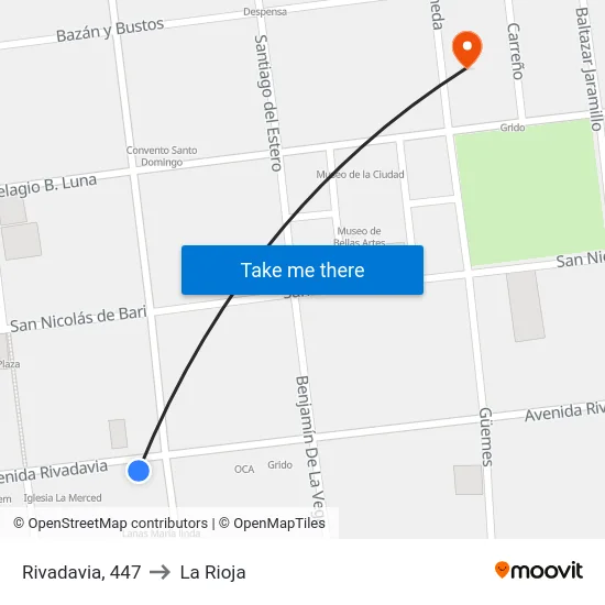 Rivadavia, 447 to La Rioja map