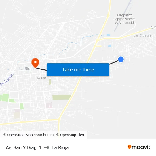 Av. Bari Y Diag. 1 to La Rioja map