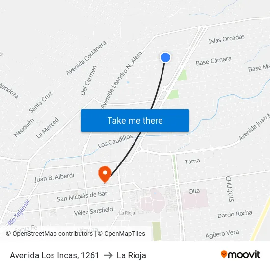 Avenida Los Incas, 1261 to La Rioja map