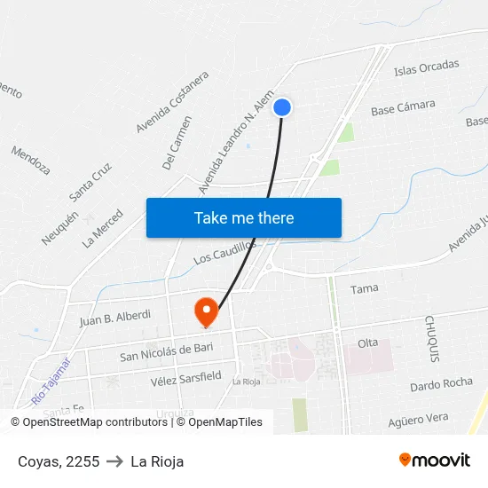 Coyas, 2255 to La Rioja map