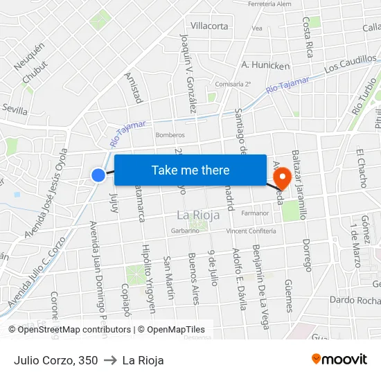 Julio Corzo, 350 to La Rioja map