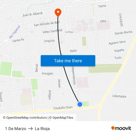 1 De Marzo to La Rioja map