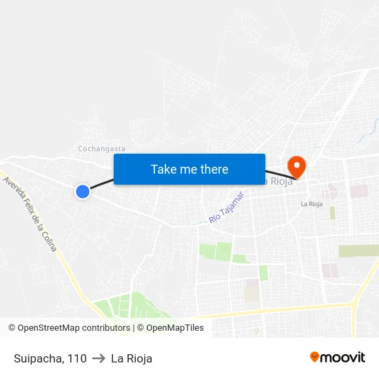 Suipacha, 110 to La Rioja map
