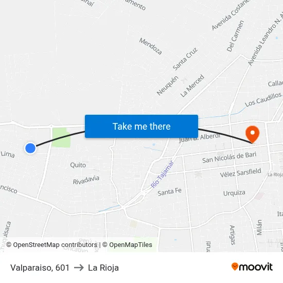 Valparaiso, 601 to La Rioja map
