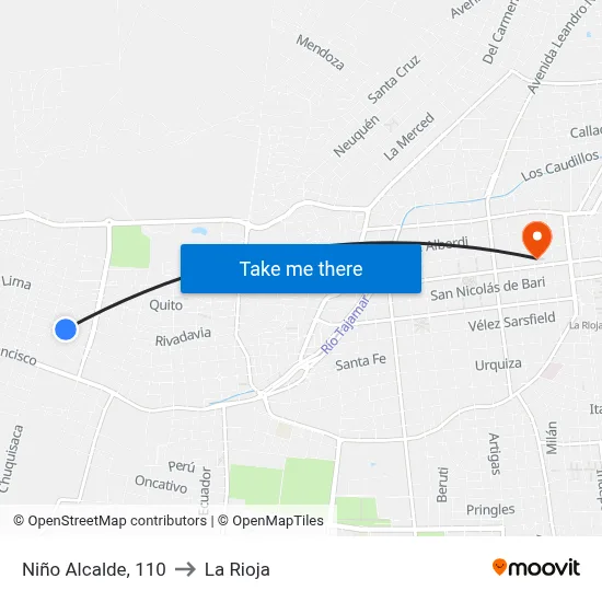 Niño Alcalde, 110 to La Rioja map