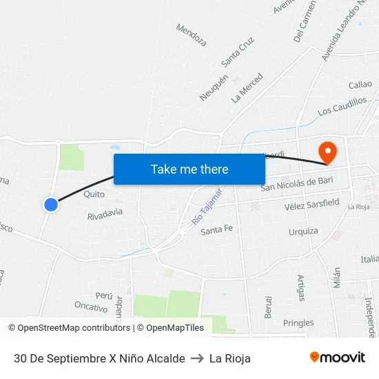 30 De Septiembre X Niño Alcalde to La Rioja map
