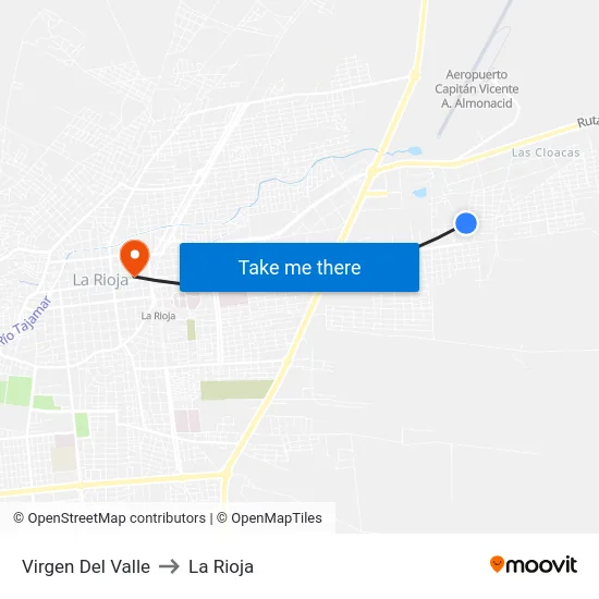 Virgen Del Valle to La Rioja map