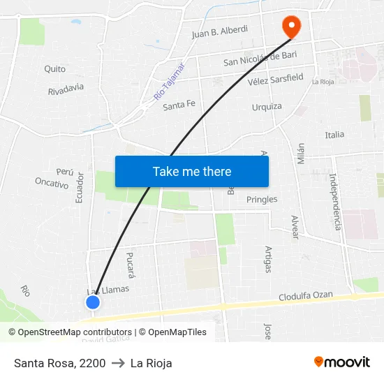 Santa Rosa, 2200 to La Rioja map