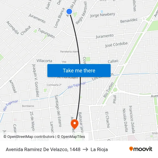 Avenida Ramírez De Velazco, 1448 to La Rioja map