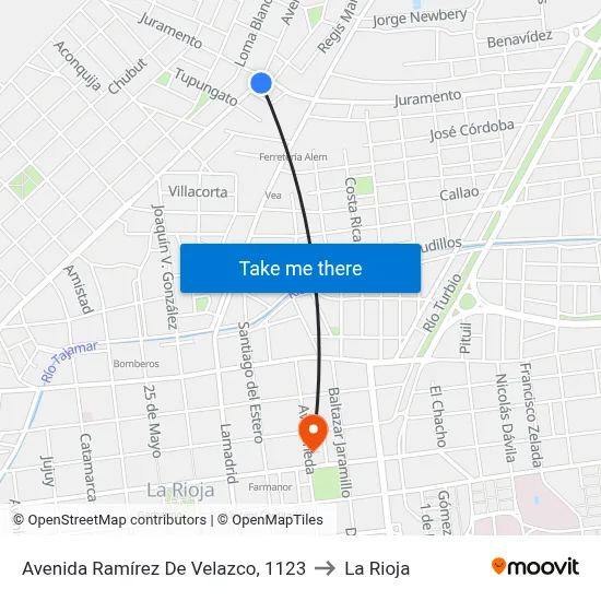 Avenida Ramírez De Velazco, 1123 to La Rioja map