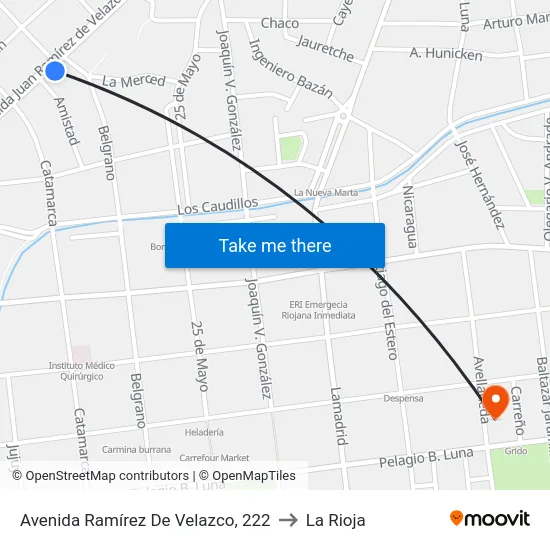 Avenida Ramírez De Velazco, 222 to La Rioja map