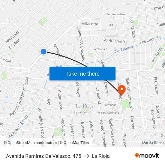 Avenida Ramírez De Velazco, 475 to La Rioja map
