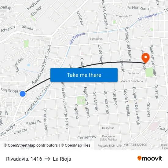 Rivadavia, 1416 to La Rioja map