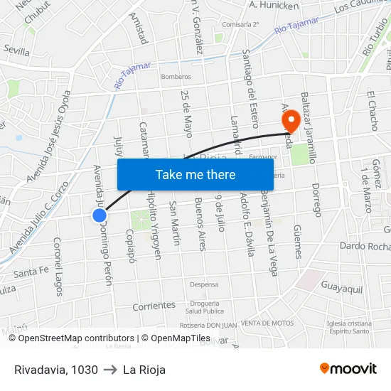 Rivadavia, 1030 to La Rioja map