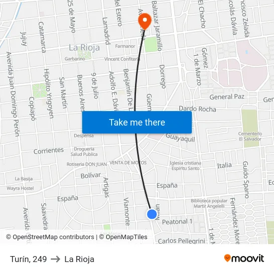Turín, 249 to La Rioja map