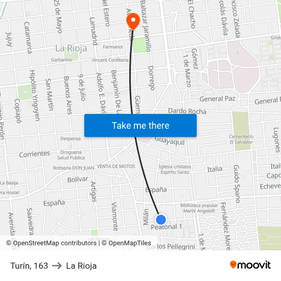 Turín, 163 to La Rioja map