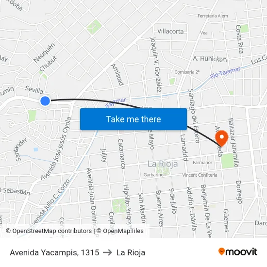 Avenida Yacampis, 1315 to La Rioja map