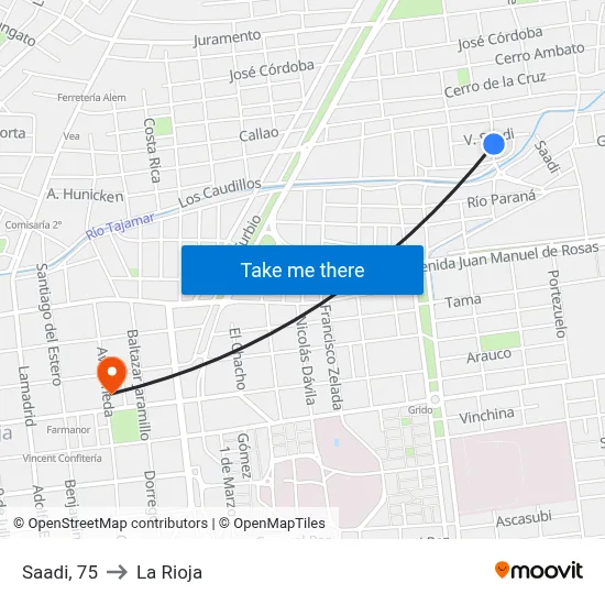 Saadi, 75 to La Rioja map