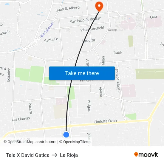 Tala X David Gatica to La Rioja map