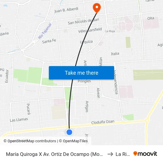 María Quiroga X Av. Ortíz De Ocampo (Monumento) to La Rioja map