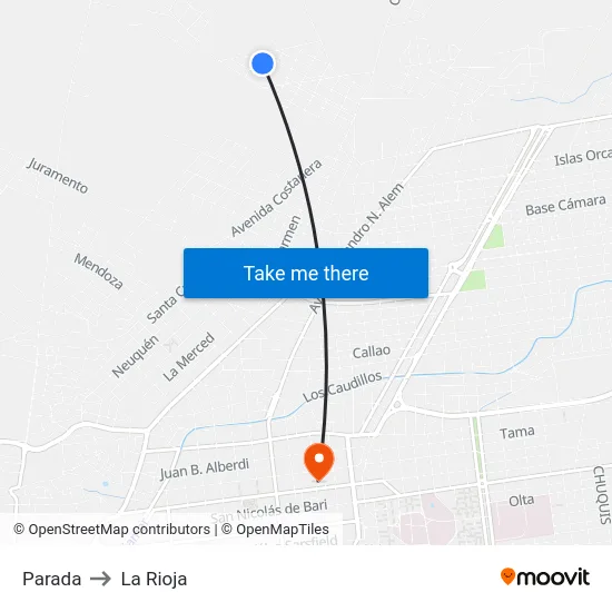 Parada to La Rioja map