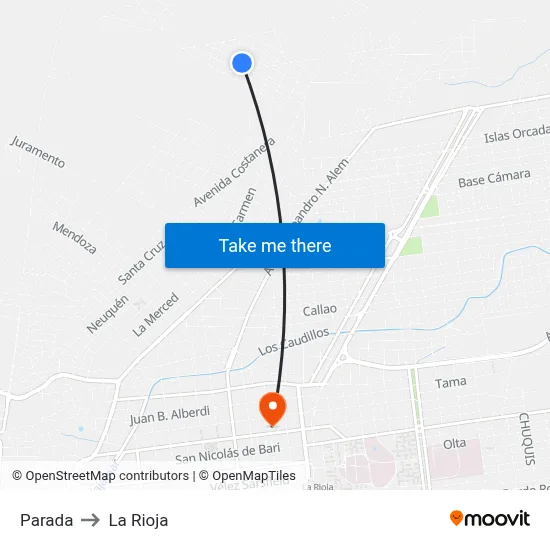 Parada to La Rioja map