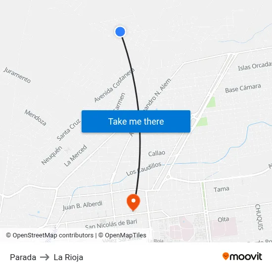 Parada to La Rioja map