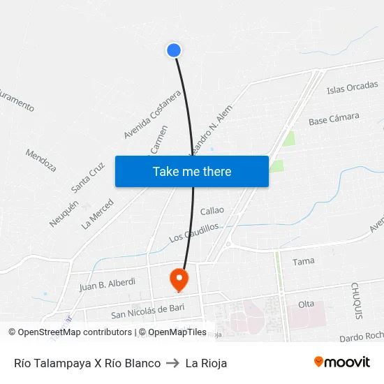 Río Talampaya X Río Blanco to La Rioja map
