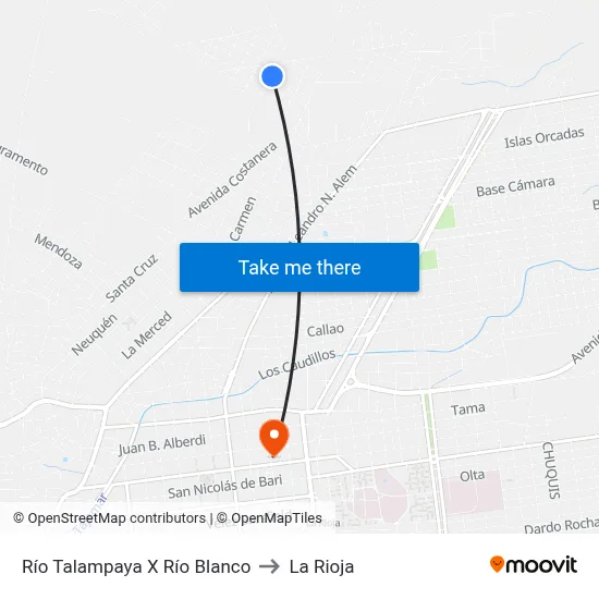 Río Talampaya X Río Blanco to La Rioja map