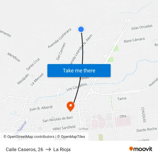 Calle Caseros, 26 to La Rioja map