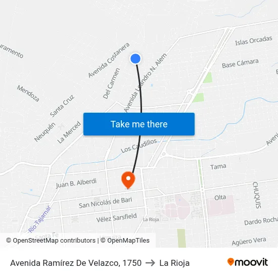 Avenida Ramírez De Velazco, 1750 to La Rioja map