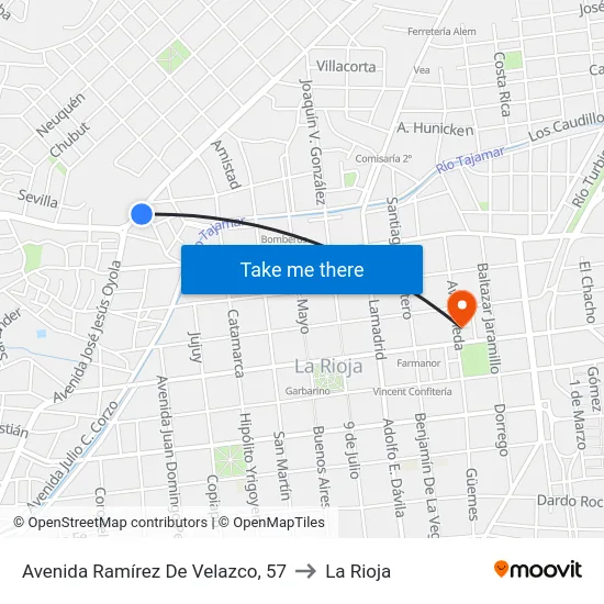 Avenida Ramírez De Velazco, 57 to La Rioja map