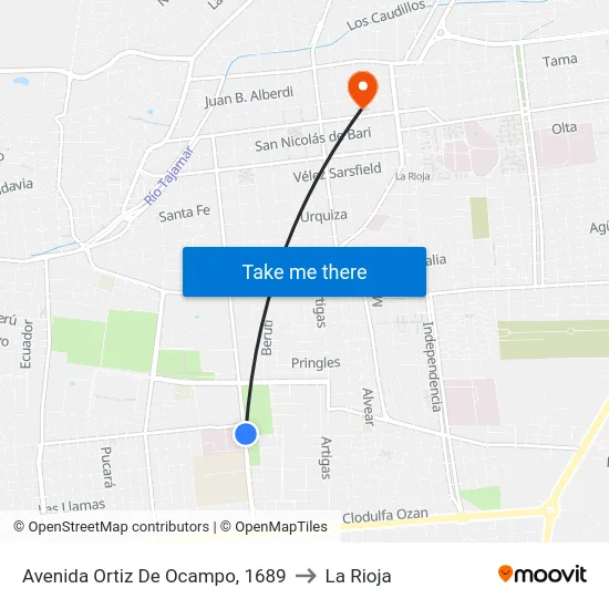 Avenida Ortiz De Ocampo, 1689 to La Rioja map