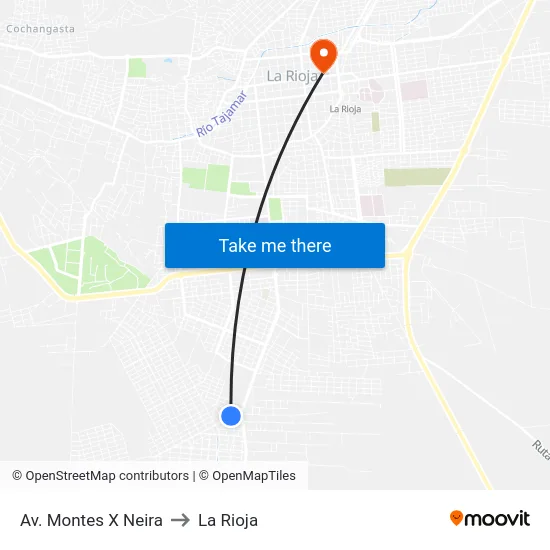 Av. Montes X Neira to La Rioja map