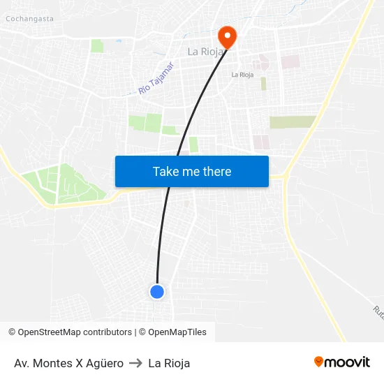 Av. Montes X Agüero to La Rioja map