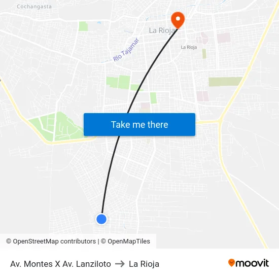 Av. Montes X Av. Lanziloto to La Rioja map