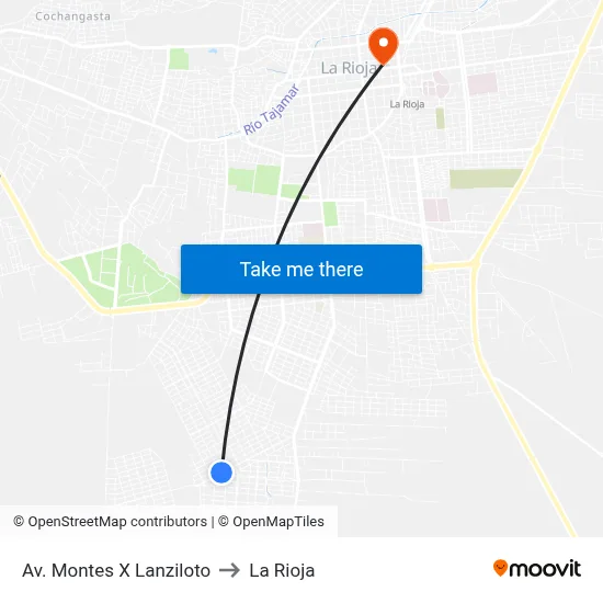 Av. Montes X Lanziloto to La Rioja map