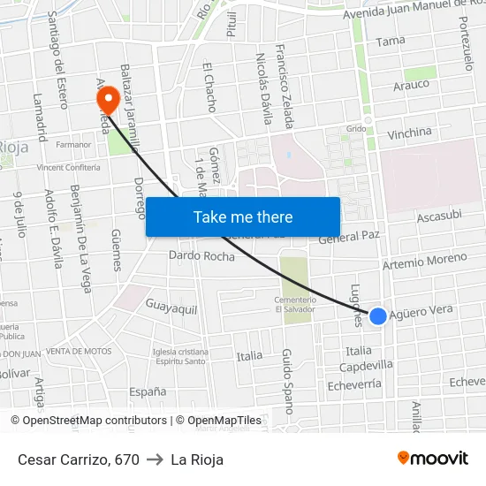 Cesar Carrizo, 670 to La Rioja map